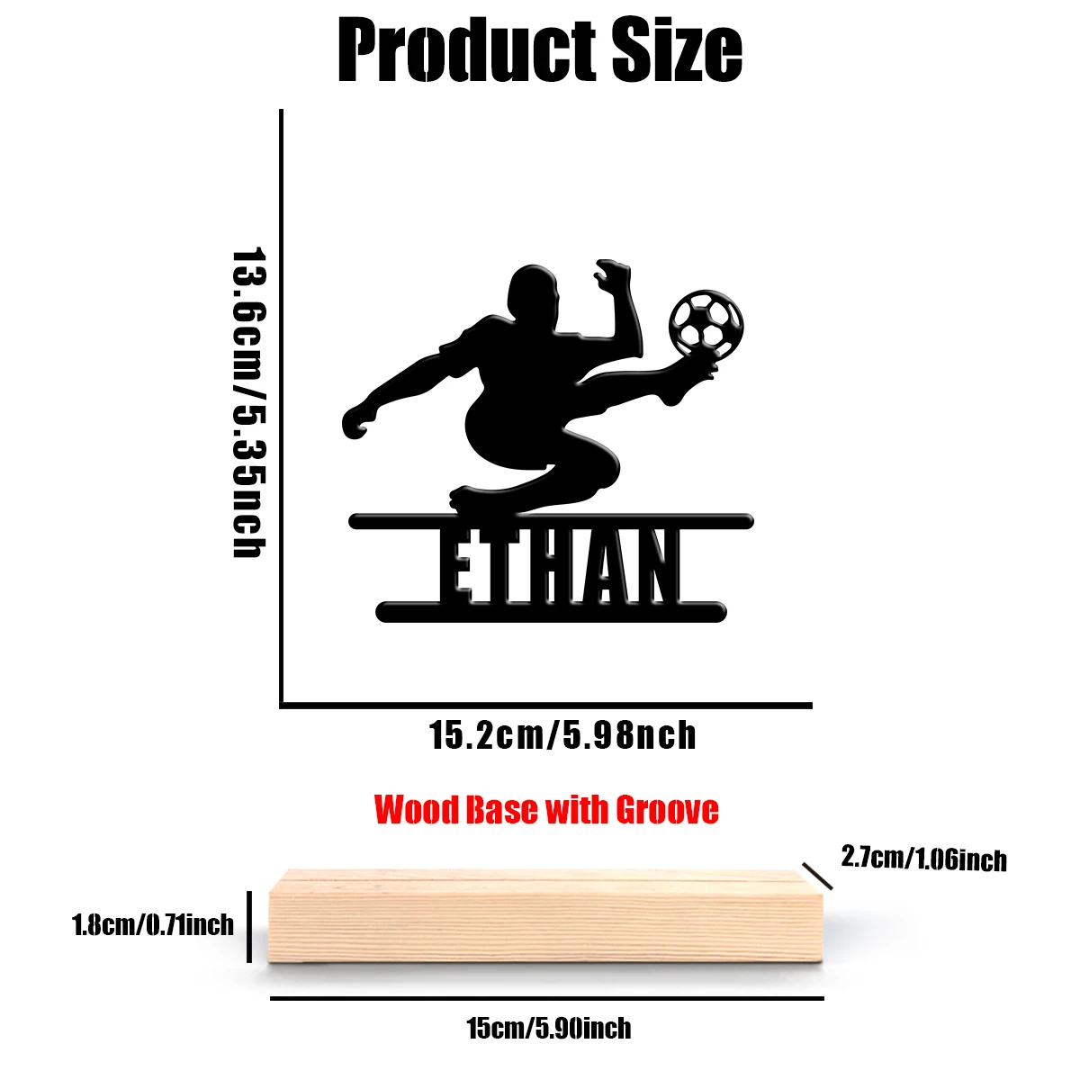 1Pc Csutom Football Hooking Wooden Base Metal Art Ornament,Home Office Hotel Cafe Club Decor,Ideal Gift for Family Friends
