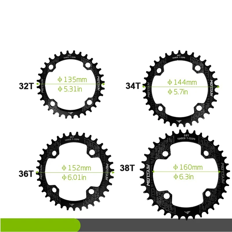 104BCD E-Bike Chainring+Adapter For Tongsheng TSDZ Mid Drive Motor E-Bike Aluminum Alloy Bicycle Crankset