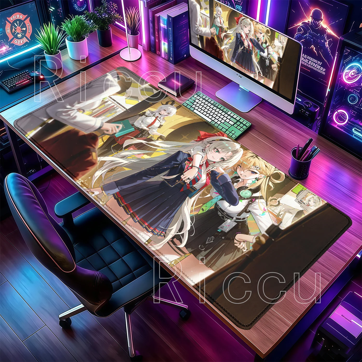 Mousepad Zani WuWa Wuthering Waves Gaming Keyboard Non-slip Base Rubber Desk Mat Offices Anime Girl HD Printing Overlock Carpet