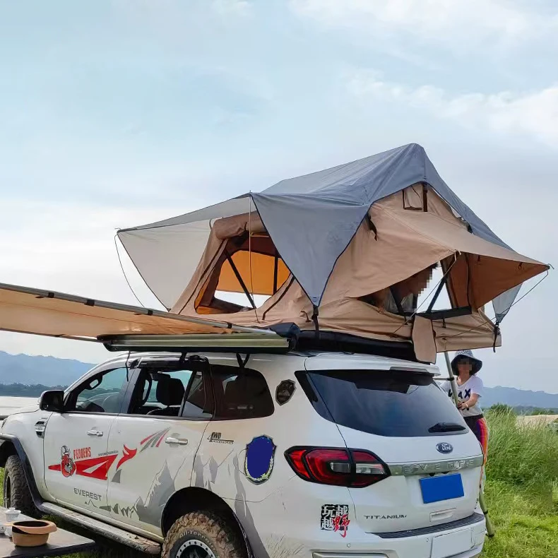 

Outdoor Roof Top Tent with Aluminum Panel Pop-up Oxford Fabric 3-4 Person Car Overland Tent for Camping Road Trip Travel