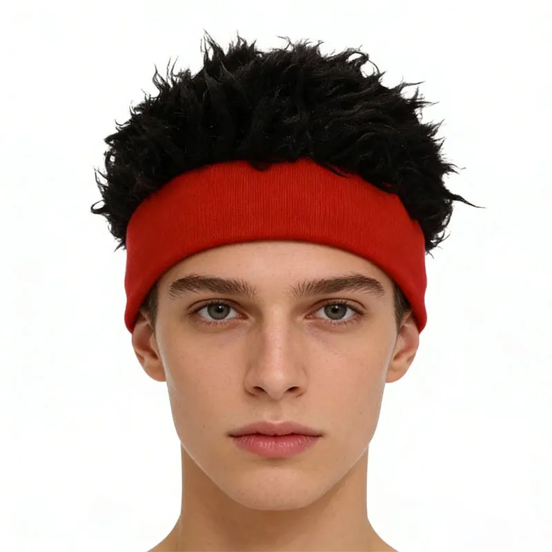 

Модная и стильная шапочка для парика с красной повязкой на голову, модная уличная одежда для мужчин, сохраняет тепло.