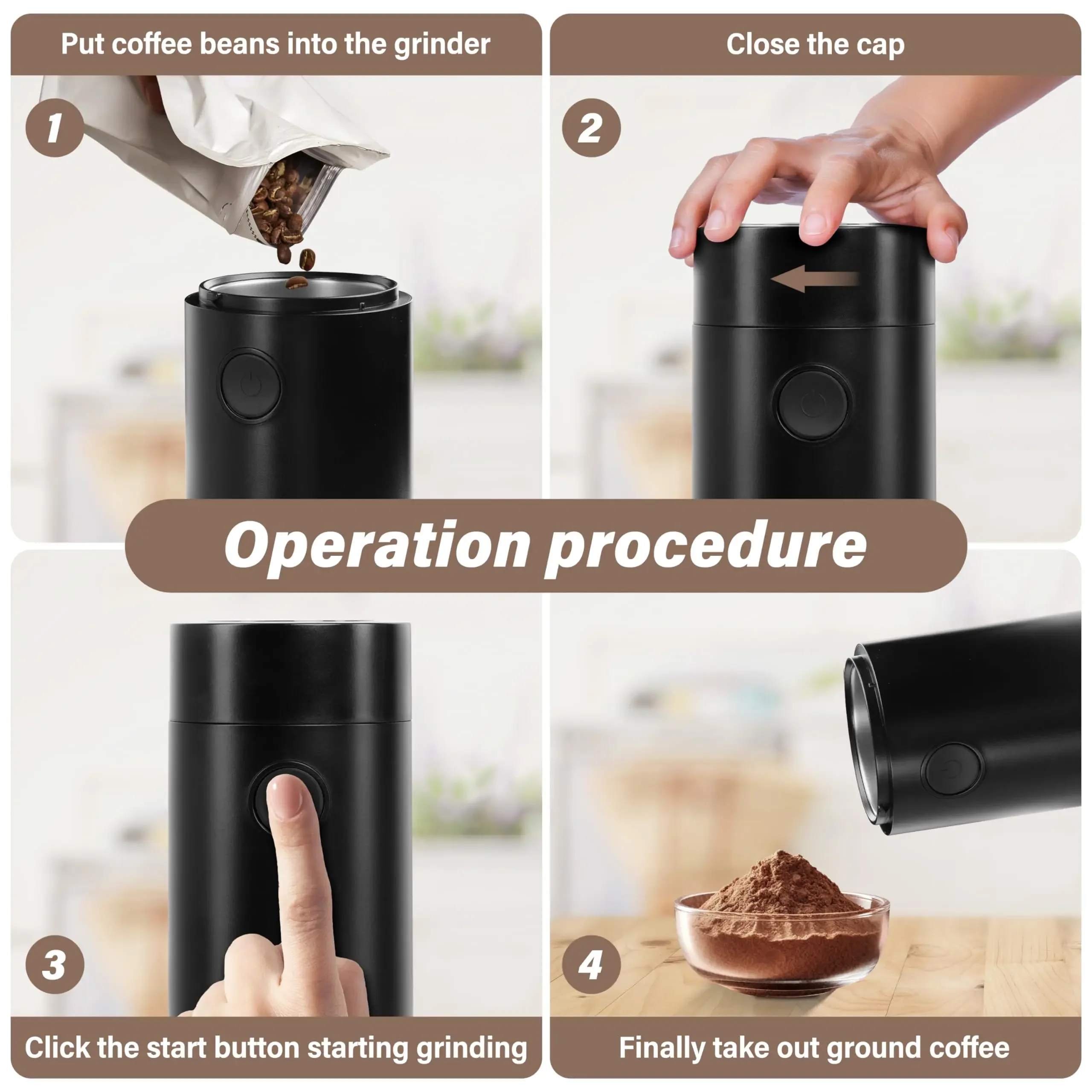 Molinillos de café en grano Operación con un solo toque Protección contra sobrecalentamiento Acero inoxidable interno # EE. UU. A EE. UU.