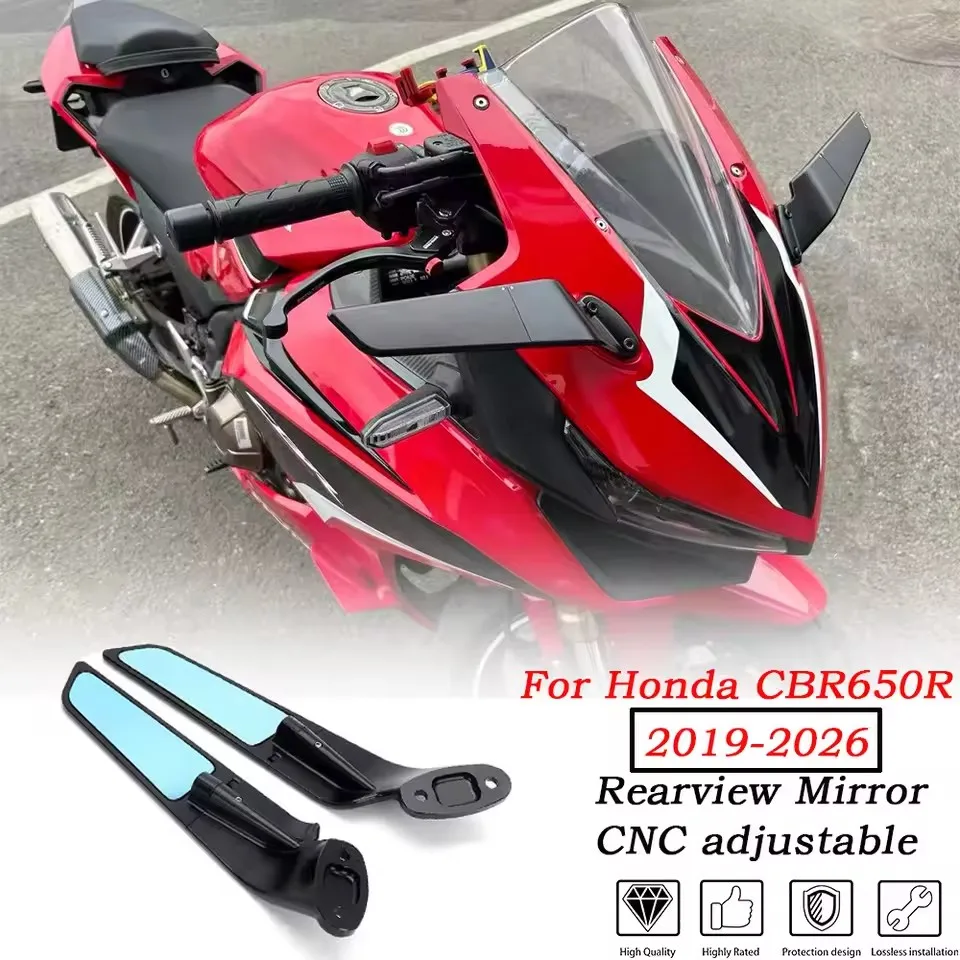 NEW Motorcycle CNC Aluminum Rear View Mirrors Blue Anti-glare Mirror For Honda CBR650R 2019- 2024 2026