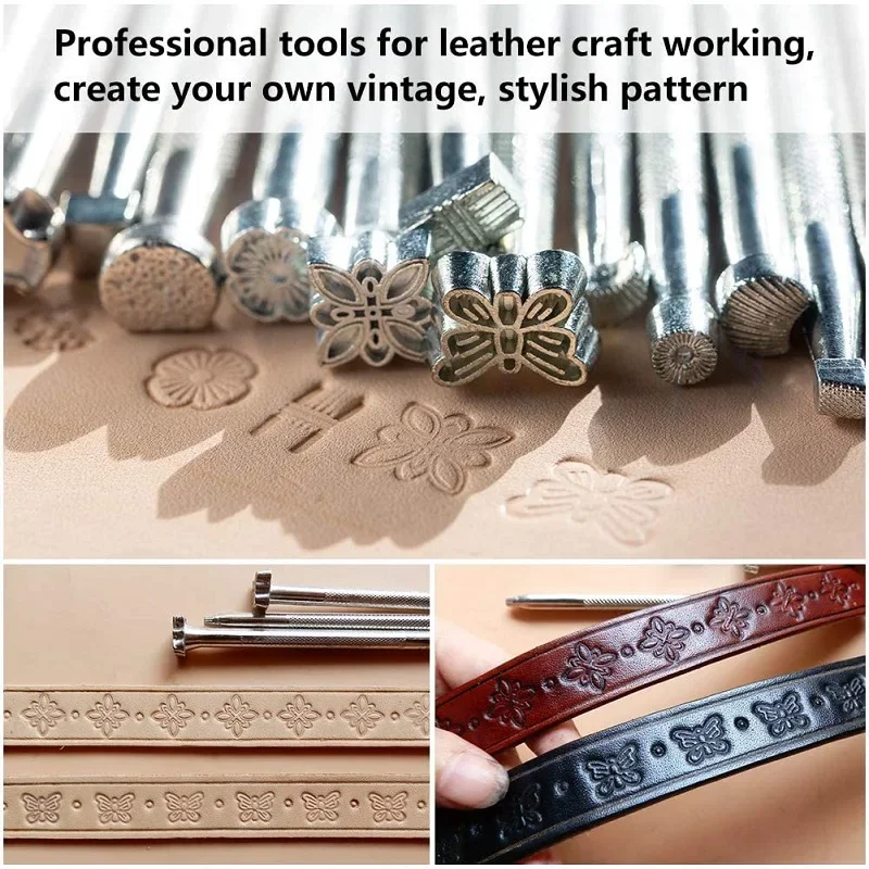 Leather Working Saddle Making Tools Vintage Tools DIY Leather Craft Stamps Special Shape Printing Stamping for DIY Art Working