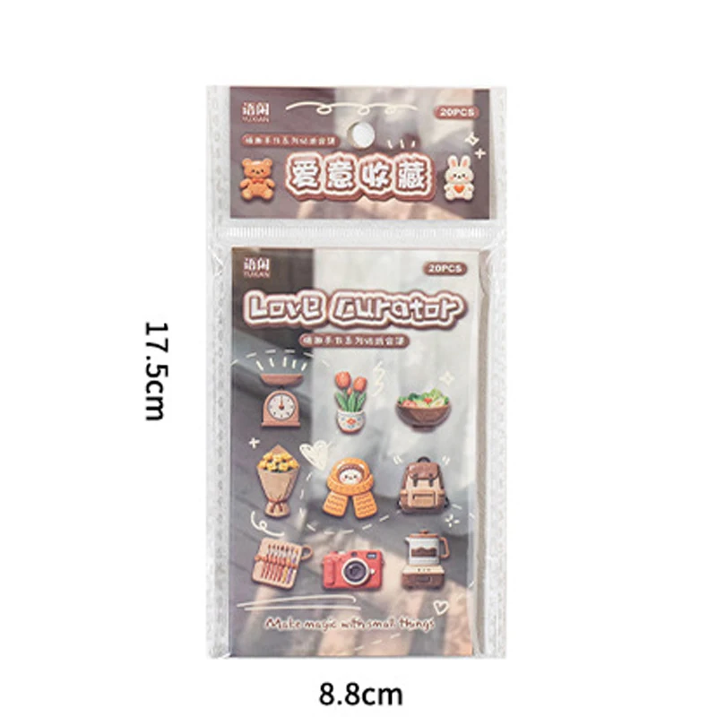 20 sheets/book of simulation life small items stickers, warm and fun handmade account scrapbook, DIY decoration collage