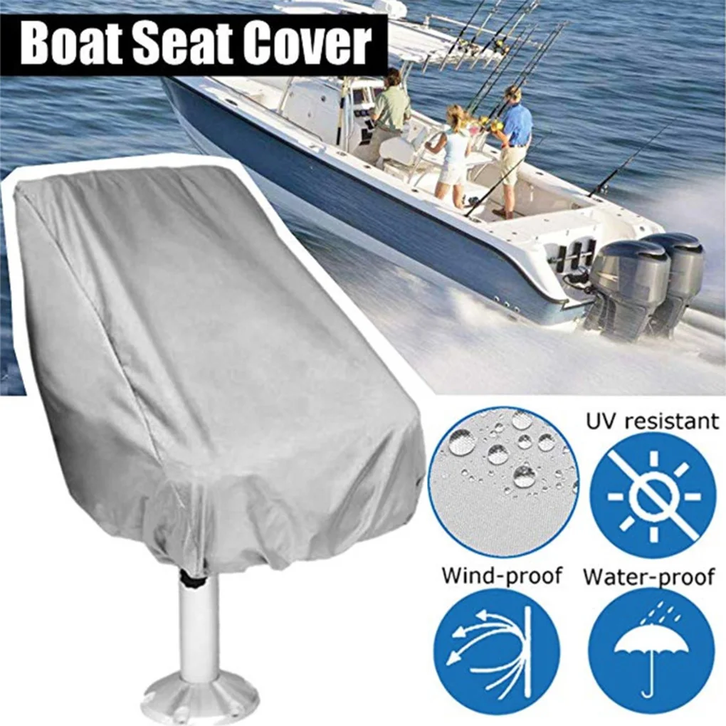 

2pcs/set Waterproof Boat Chair Sleeve With Stretch Rope Easy Fixing For So Cover Can Be Firmly Fixed On Boat Gray