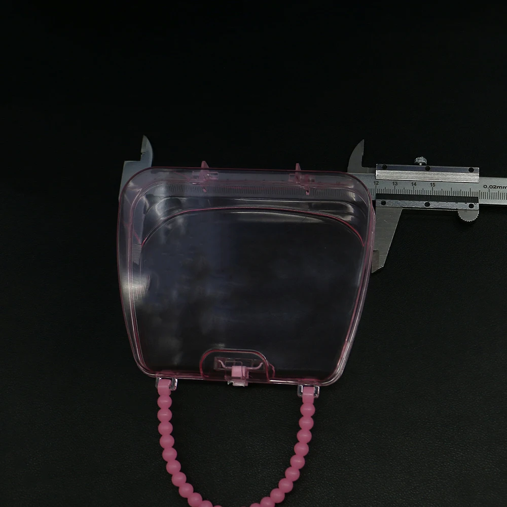 الوردي حقيبة يد البلاستيك صناديق تغليف المجوهرات شفافة خلية واحدة مجوهرات ملحق تخزين أداة 1 قطعة الأطفال هدية الزخرفية