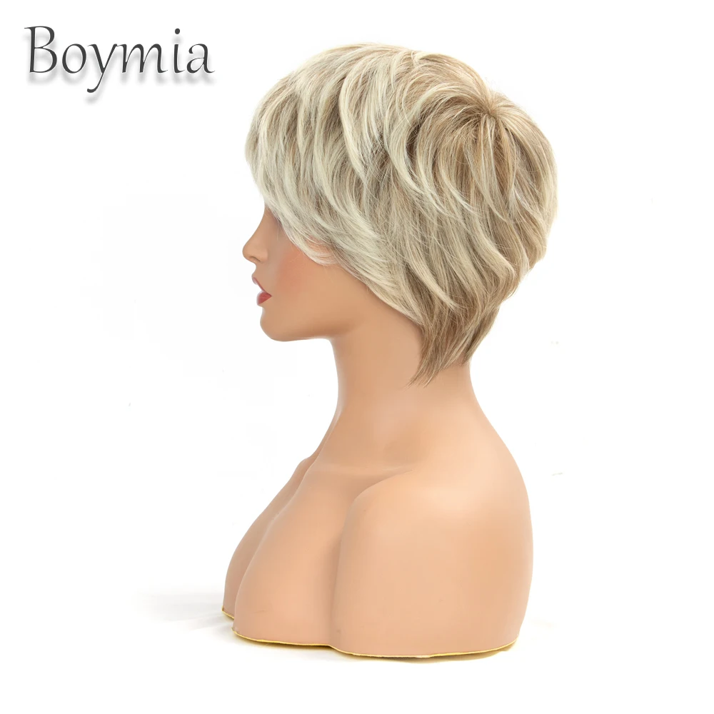 Short Wig Blonde Hair Synthetic Wigs Straight Cosplay Wig female haircut puffy straight natural short wig