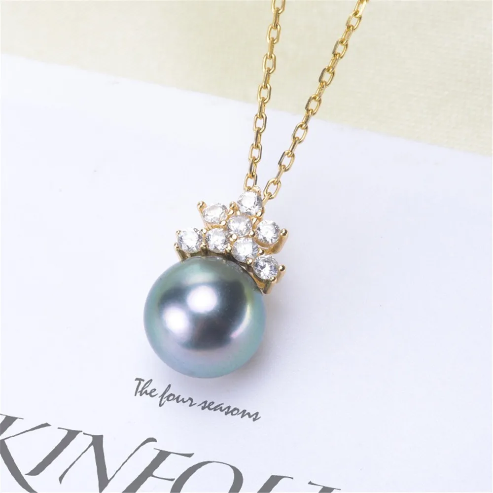 

DIY Pearl Accessories S925 Sterling Silver Pearl Pendant Empty Bracelet Necklace Pendant Queen's Crown Style Fit 8-10mm Beads