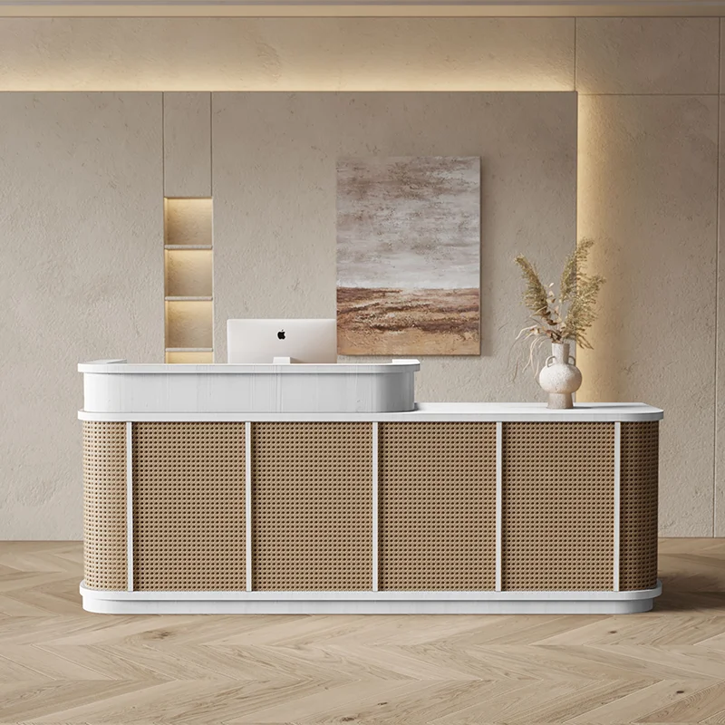 Barbershop Reception Desk Restaurant Customizable Luxury Modern Cabinet Front Desk Beauty Comptoir De Caisse Salon Furniture