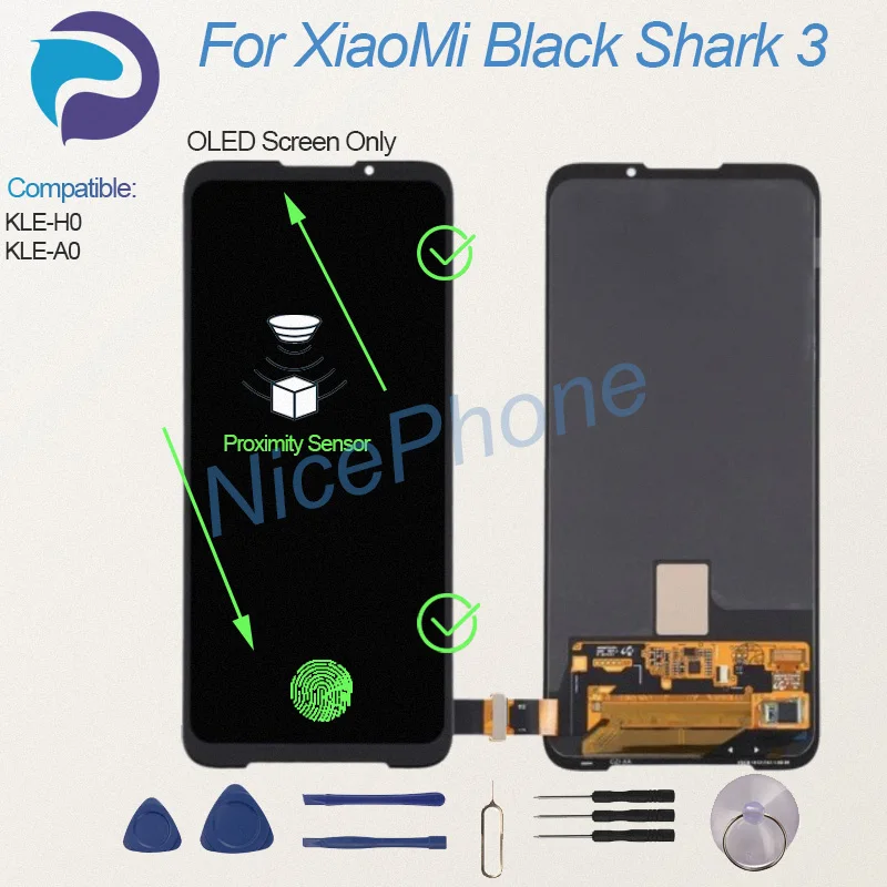 New And Tested For XiaoMi Black Shark 3 LCD Display Screen Touch Panel Digitizer KLE-H0/A0 Black Shark 3 Screen Display