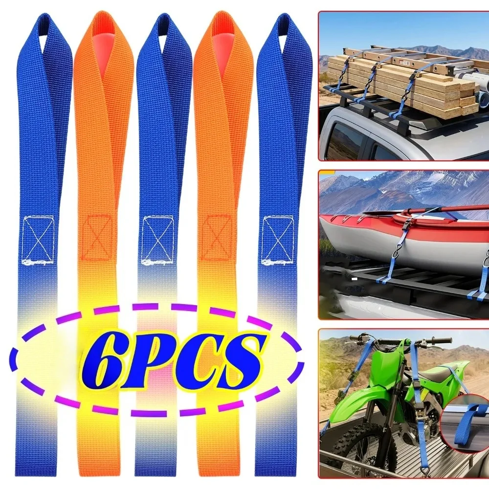 Soft Loops Tie Down Straps Secure Trailering Hauling Towing Rope Belt for ATV Motorcycle Motorbike Snowmobile Prevent Scratch