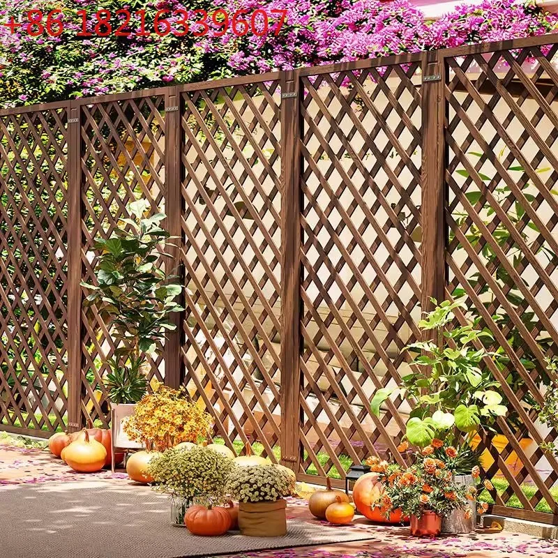 

Outdoor preservative wood fence balcony solid wood fence carbonized wood grid