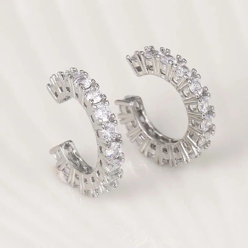 2 Stück Voll-Strass Zirkon Ohrklemme für Frauen Ohne Piercing C-Form Earcuff Ohrclip Modeschmuck Geschenke
