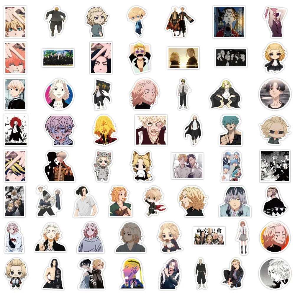 10/60pcs Tokyo Seeks Revenge Anime Stickers DIY Laptop Skin Draken Manjiro Sano Sticker Pack Cute Phone Case Kawaii Packaging