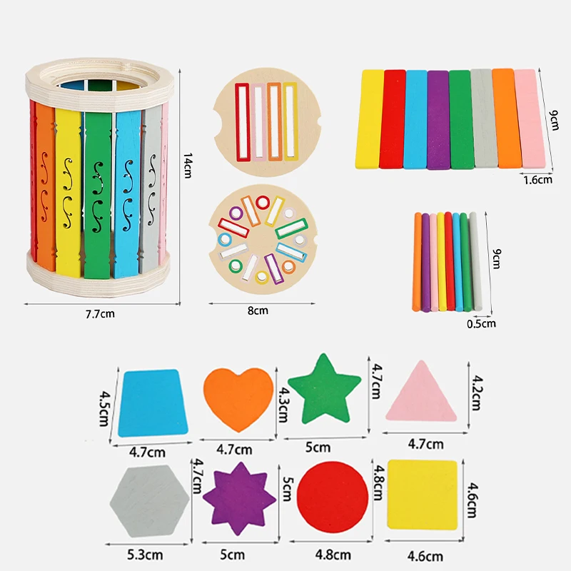 Montessori Houten Kleursorteerspeelgoed Vorm Matching Fijne Motoriek Speelgoed Zintuiglijk Spel Vroeg Educatief Puzzelspeelgoed voor peuters