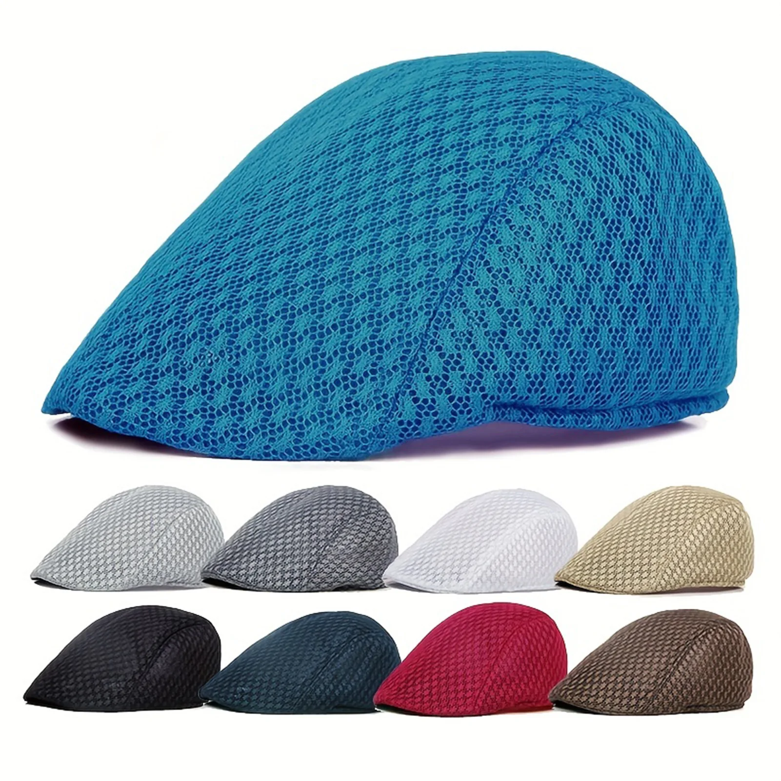 Mesh-Baskenmütze für Damen und Herren, leichte Sommer-Freizeitmütze, bequeme Baskenmütze für Outdoor-Angeln, Camping