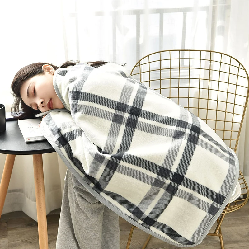 Nordic Plaid Printed Fleece Shawl Blanket Fashion Multi-Purpose Warm Cloak for Four Seasons Office Wearable Blanket with Buttons
