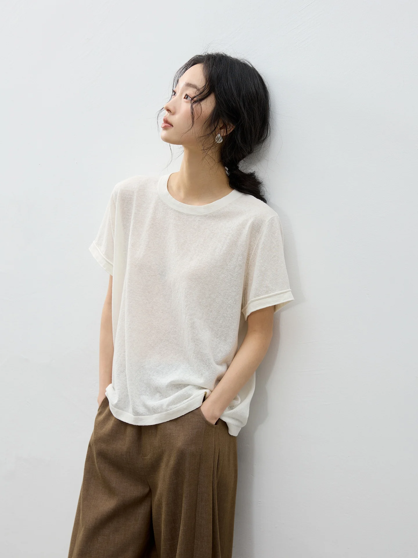 

Новая женская льняная футболка с коротким рукавом на весну-лето, однотонная, базовая, повседневная, с круглым вырезом, из смесового хлопка