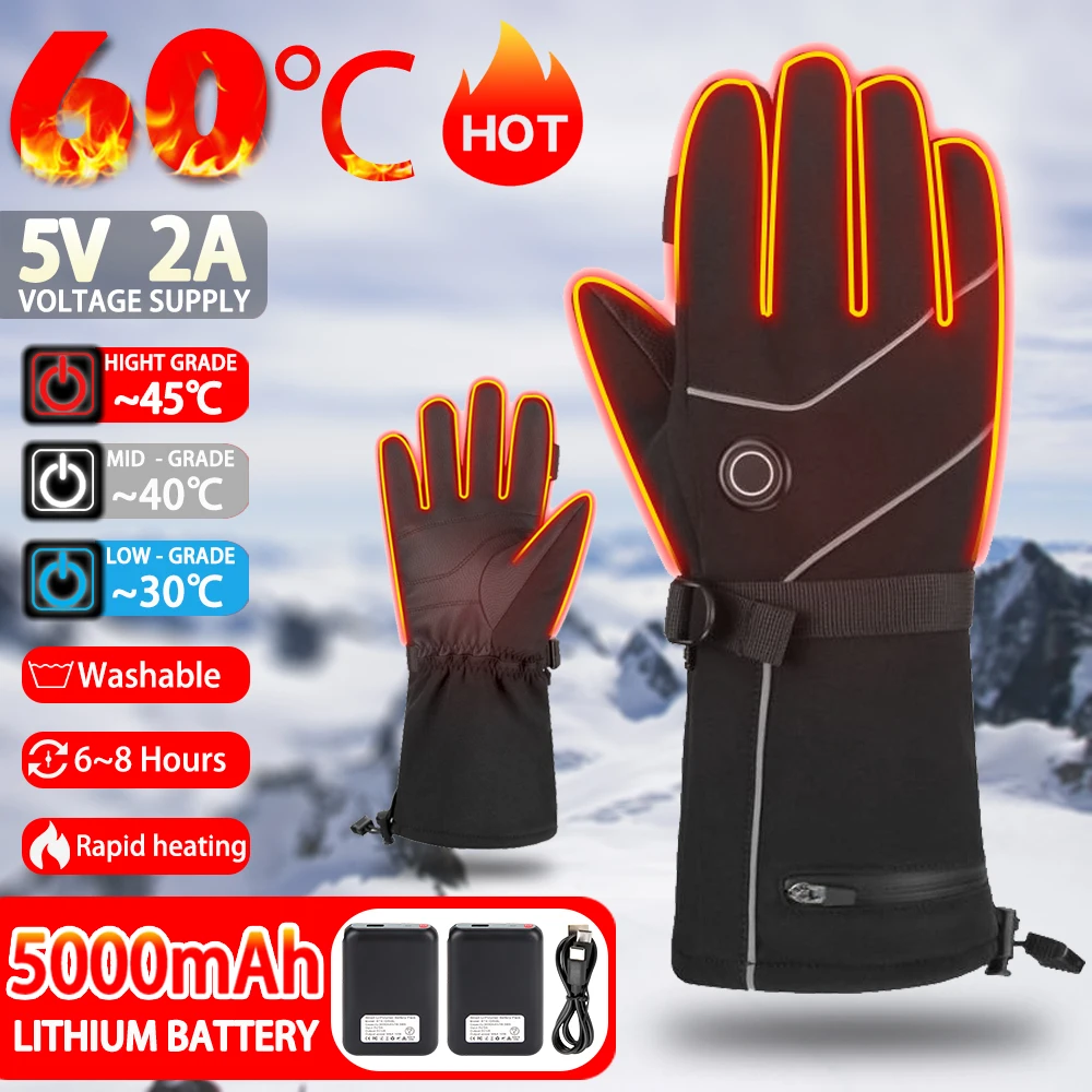 

Перчатки с электрическим подогревом, зимние мотоциклетные водонепроницаемые теплые перчатки для мужчин и женщин, зимние мотоциклетные лыжные теплые ветрозащитные перчатки
