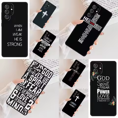 Cute Blessed Christian Quote Saying Phone Case For Samsung Galaxy S24 S23 S22 S21 Ultra S10 Note 10 Pro S20 Plus FE S9 S8 Cover