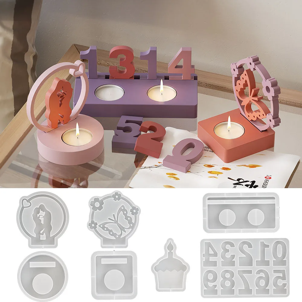 

Digital Couple Butterfly Decoration Candle Holder Silicone Mold DIY Aromatherapy Plaster Ornament Candlestick Decoration Molds