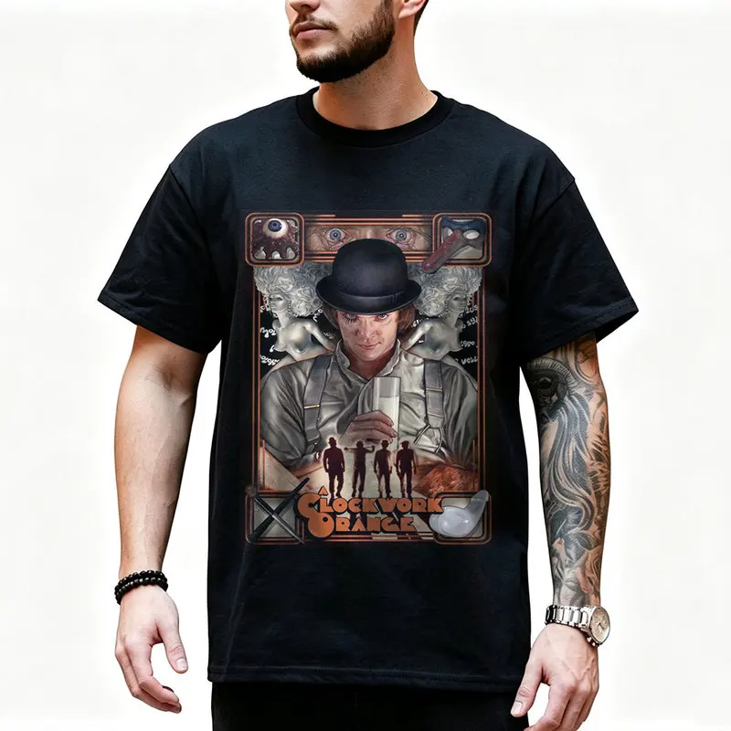 A Clockwork Orange Vintage 90s Graphic T‑Shirt 0907 Dystopian Movie Alex Droogs Print Short Sleeve Punk Gothic Streetwear Tees