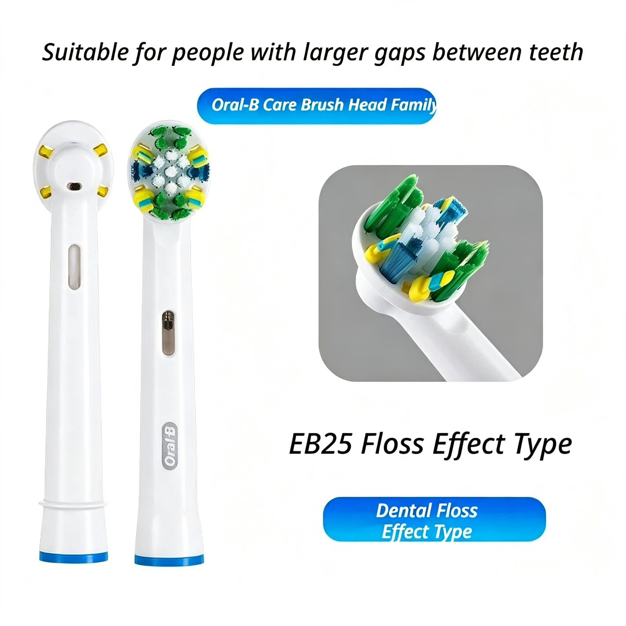 Oral B Eb25 Floss Effect Replacement Brush Heads for Oral B Electric Toothbrush Deep Clean Teeth Gap Fit 2D 3D Series
