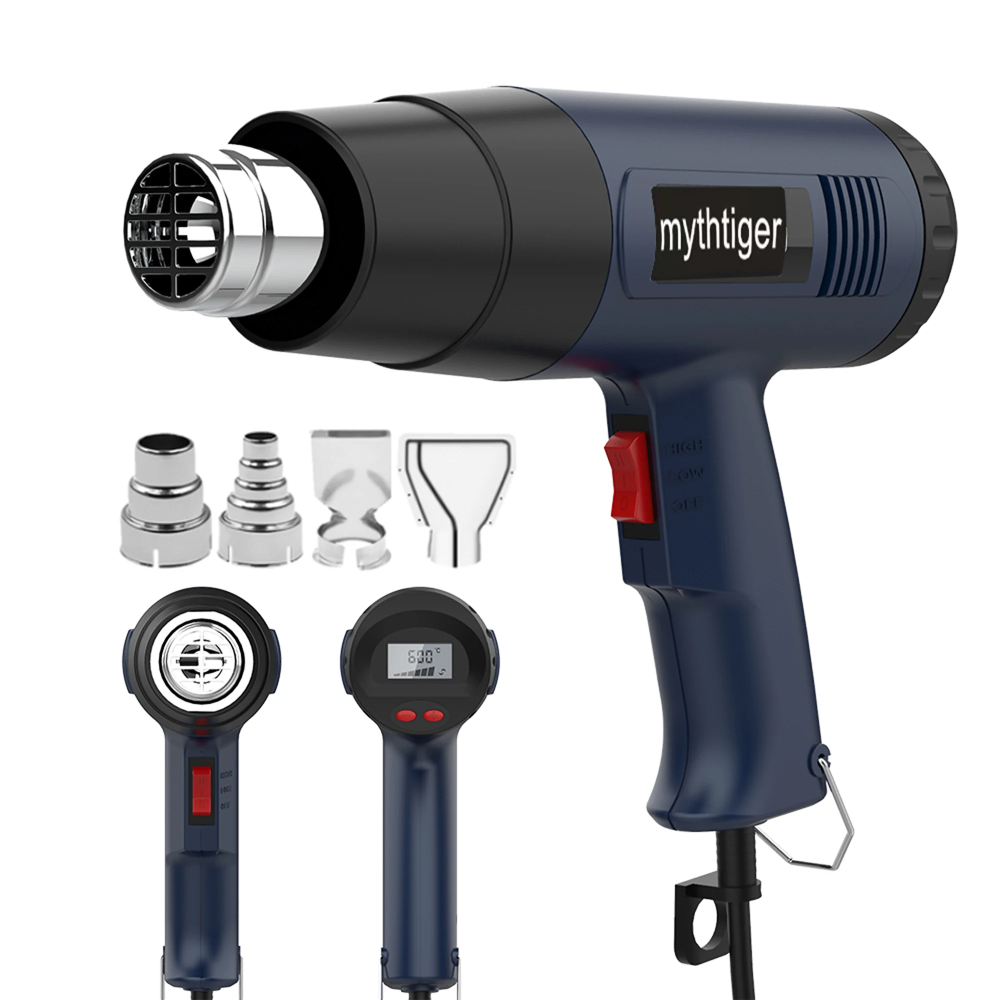 

Промышленный цифровой фен, электрический тепловой пистолет, терморегулятор, термоусадочная упаковка, термовентилятор, сушилка, нагреватель, насадка 220 В