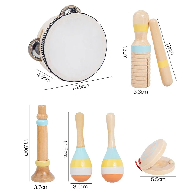 เครื่องดนตรีไม้เพลงชุดเด็กเครื่องดนตรีการศึกษาเคาะของเล่นสําหรับเด็ก