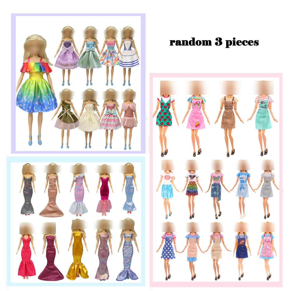 28 pcs Fashion Dolls Accessories random =1 Gown +3 Dress +2 Suit +2 Swimsuit +3 Glasses +10 Shoes +7 Hangers Clothes for Barbie