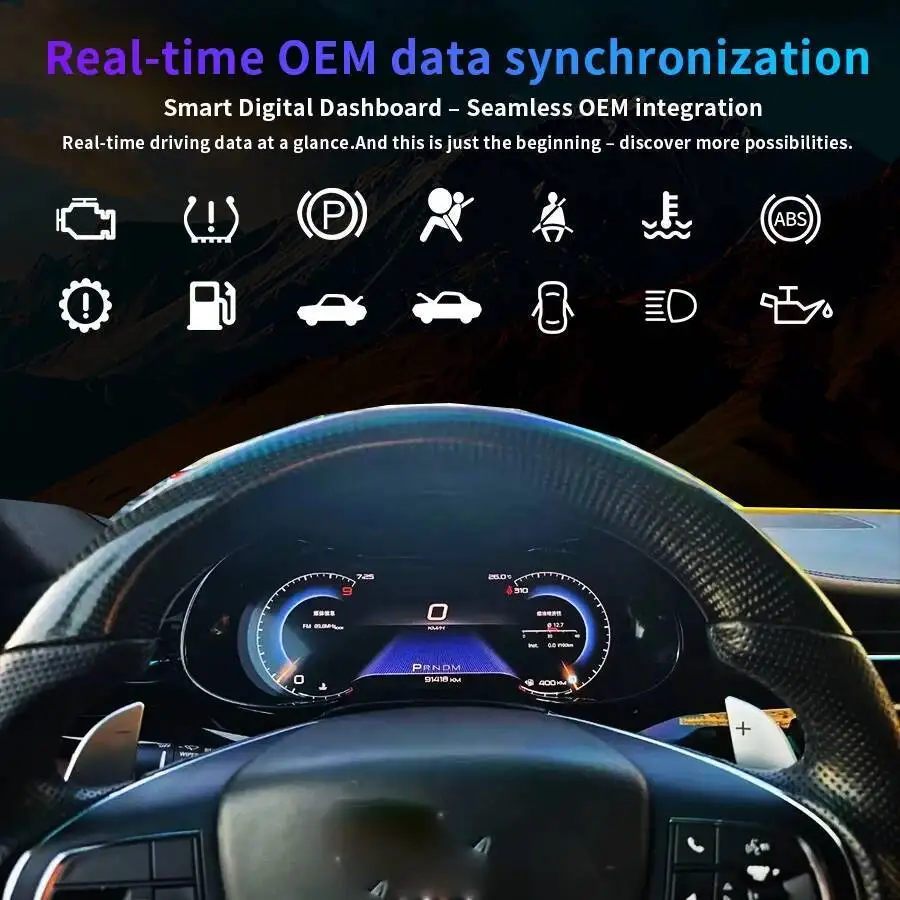 مجموعة أدوات LCD الذكية Linux لـ Maserati Ghibli 2014-2023 ترقية عداد السرعة عالي الدقة مع عرض الملاحة الخريطة
