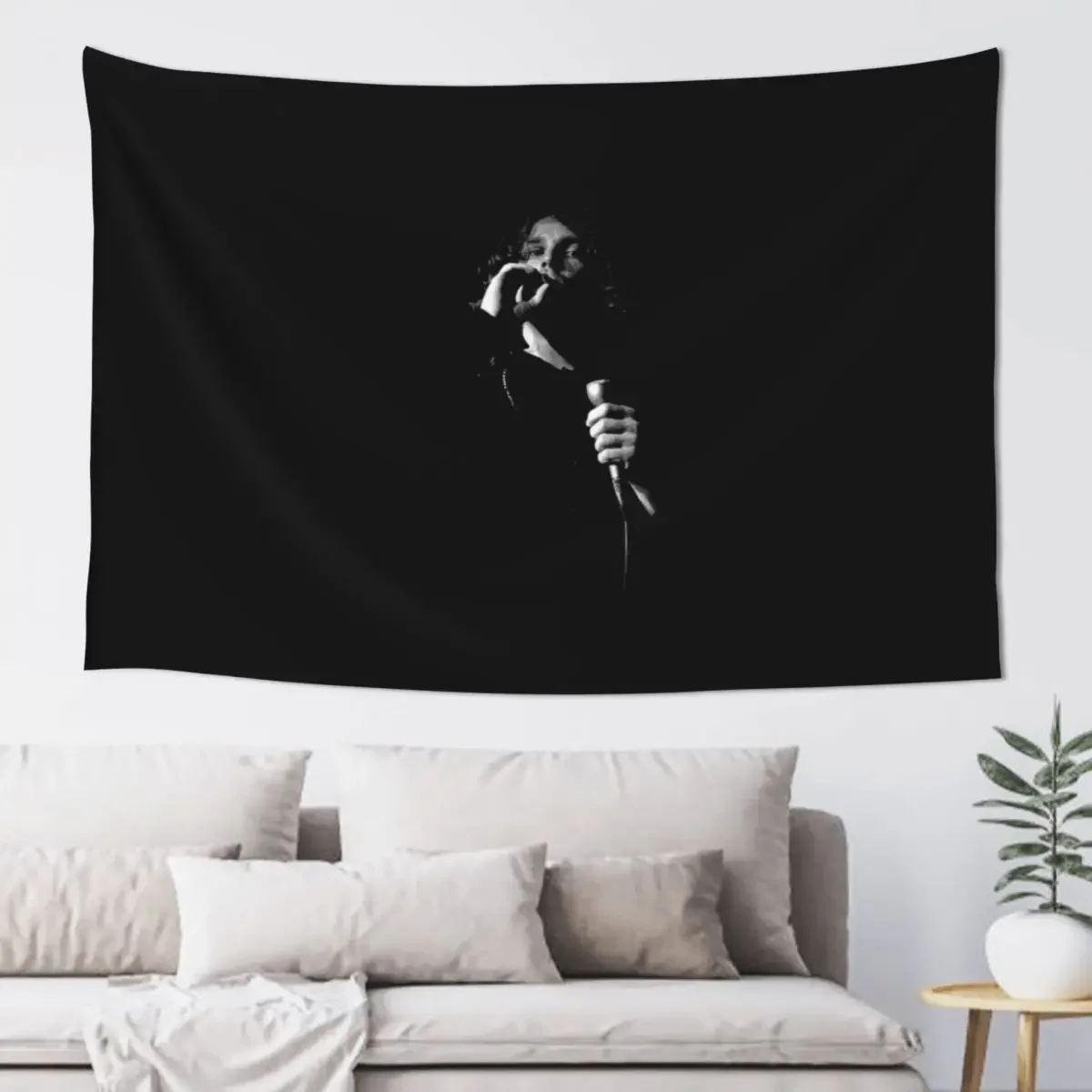 black idol jim art morrison face retro Essential Tapestry Room Decorating Aesthetic Decor For Bedroom Tapestry