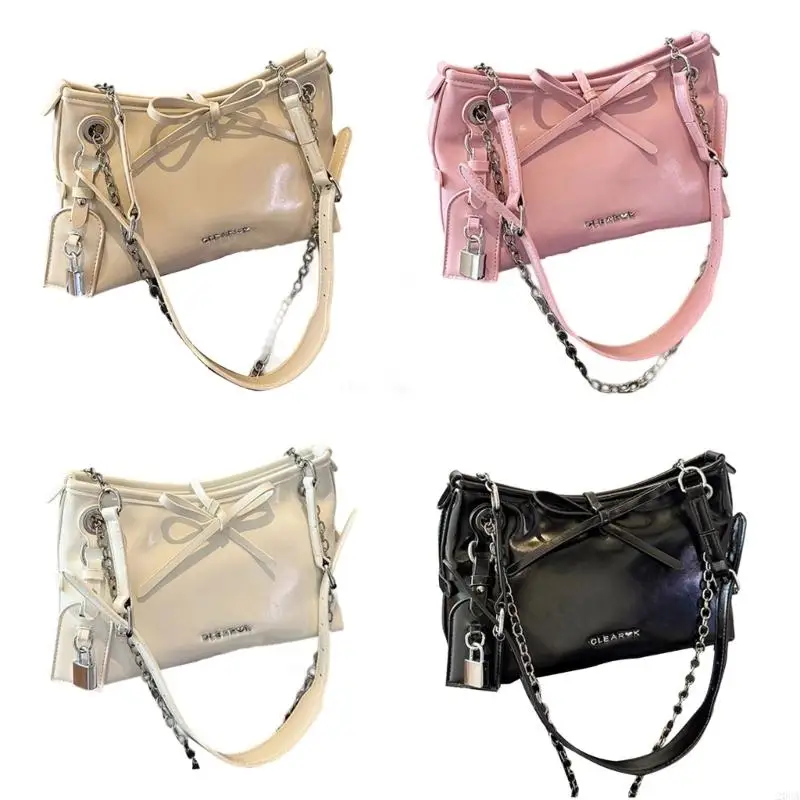 

Large Capacity PU Leather Bag With Adjustable Crossbody Strap And Elegant Bows Detail 20CA