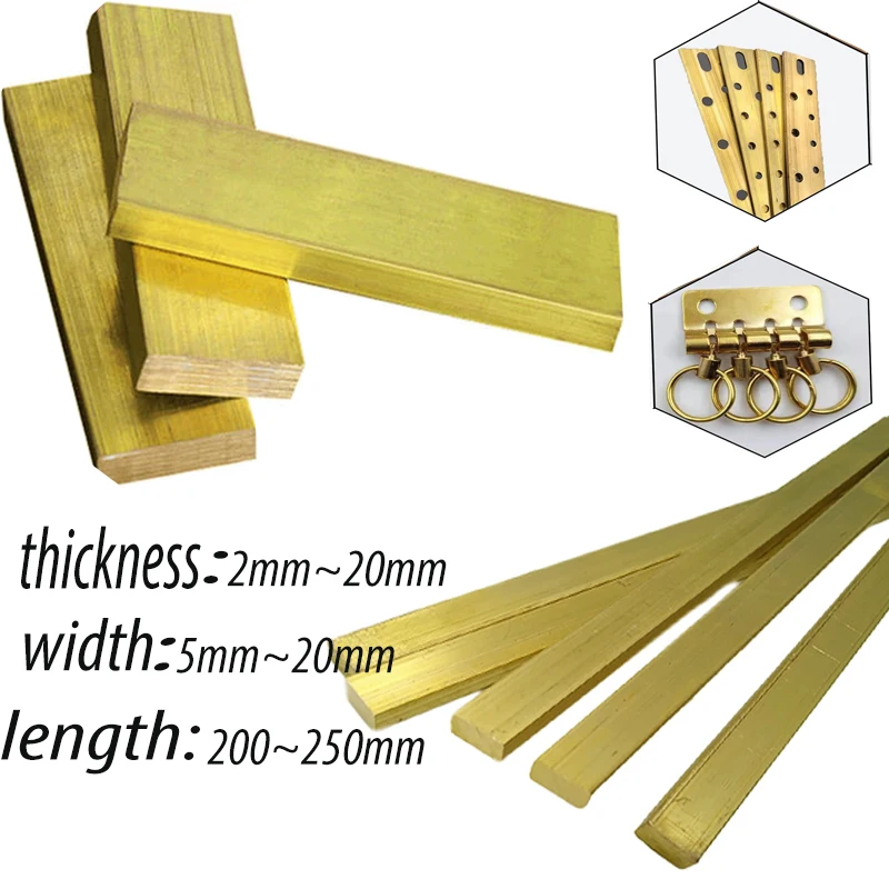 1pcs brass strip square plate DIY rivet material building material pure copper  metal sheet material thickness 2mm-20mm