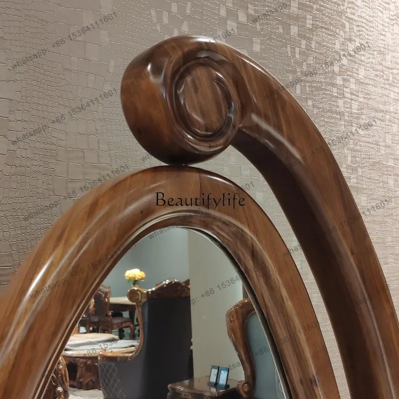 Factory Direct  Mirror Ebony Gold Clothing All European Solid Wood Full Body Floor Mirror Woman