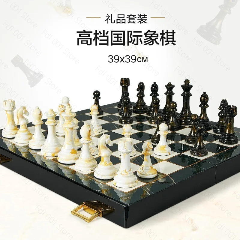 Chess piano paint weighted chess pieces professional competition standard adult children universal portable gift box set
