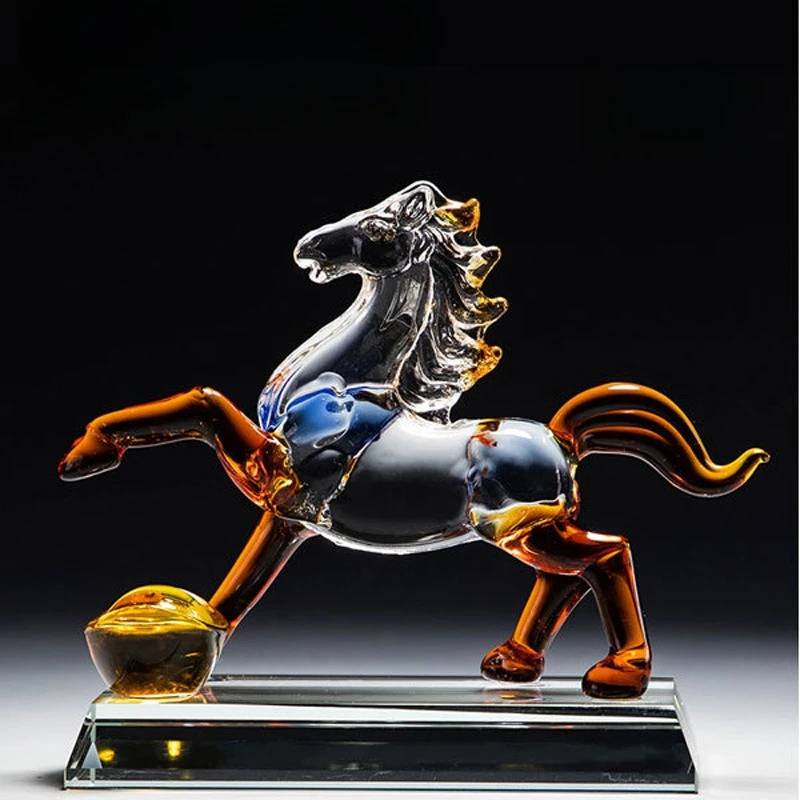 

Crystal Horse Statues, Handicrafts, Decorative Animal Statues for Living Rooms, Counters, and Office Desks, Crystal Bases