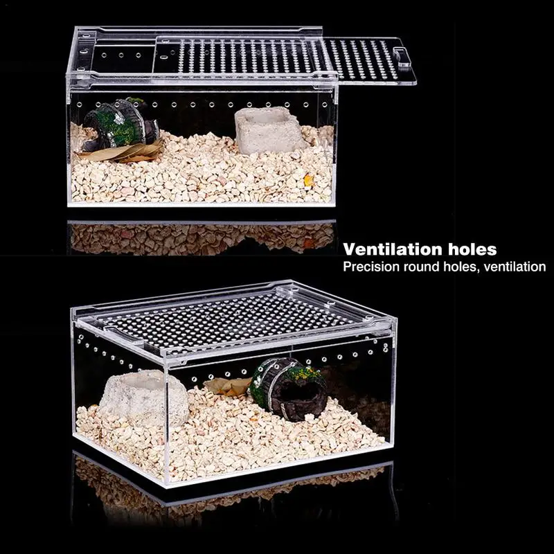 Transparent Acrylic Reptile Breeding Box Spider LizardAmphibian Terrarium Leak-proof Pet Habitat Arboreal Tarantula Enclosure