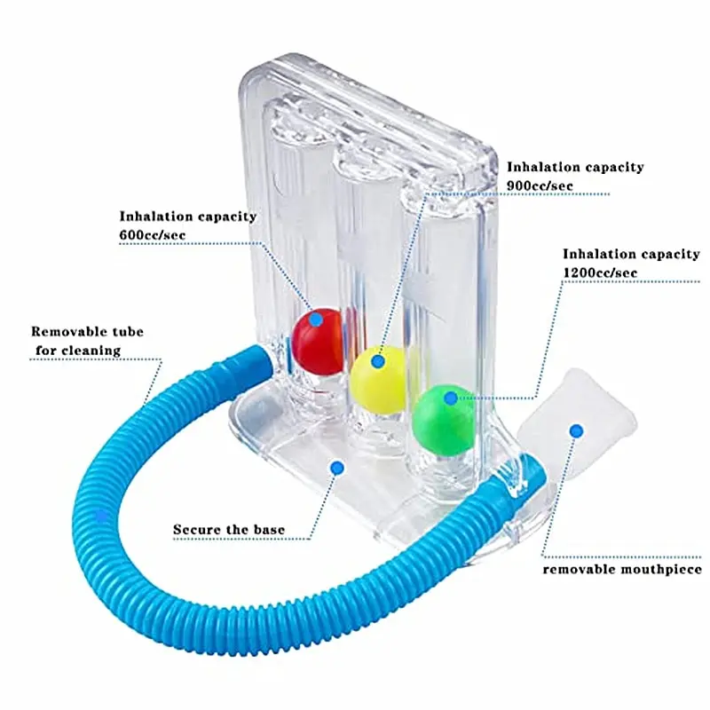 Deep Breathing Exercise 3 Ball Lung Function Breathing Trainer Vital Capacity Lung Function Improvement Rehabilitation Equipment