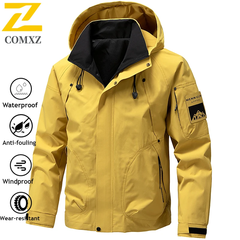 Gorpcore Men's Rainproof Fishing Jacket Autumn Large Size Windproof Windbreaker Men Camping Hunting Running Sports Hooded Coat