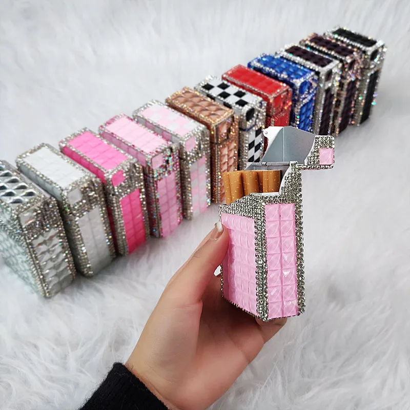 Women Cigarette Case Cigarette Holder Box Cigar Protective Cover 85mm King Size Crystal Bling Sturdy Cigarette box