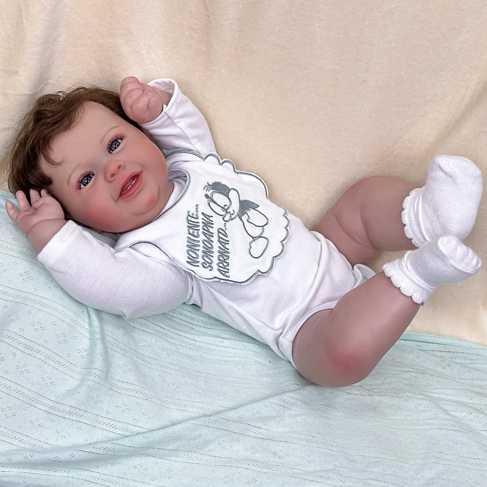 Simulazione da 22 pollici Baby Chubby Cute Reborn Doll Regalo per la bambola dei bambini Può sedersi o sdraiarsi e essere amichevole W-022PW