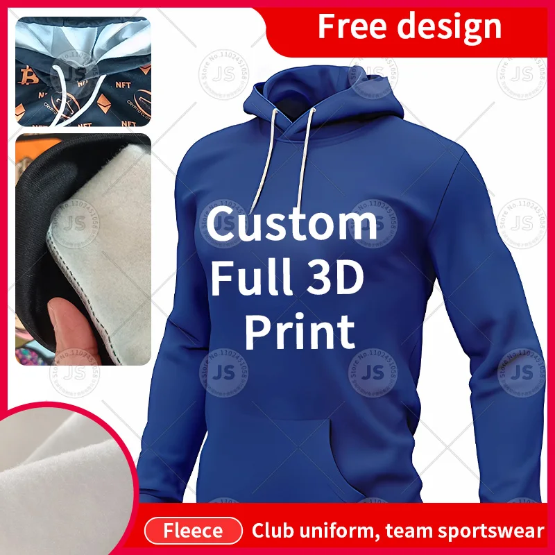 Plush Pullover Sweater Customized Printing Hoodie Group Clothes Autumn Winter Hooded Work Clothes Printed School Sport Uniforms