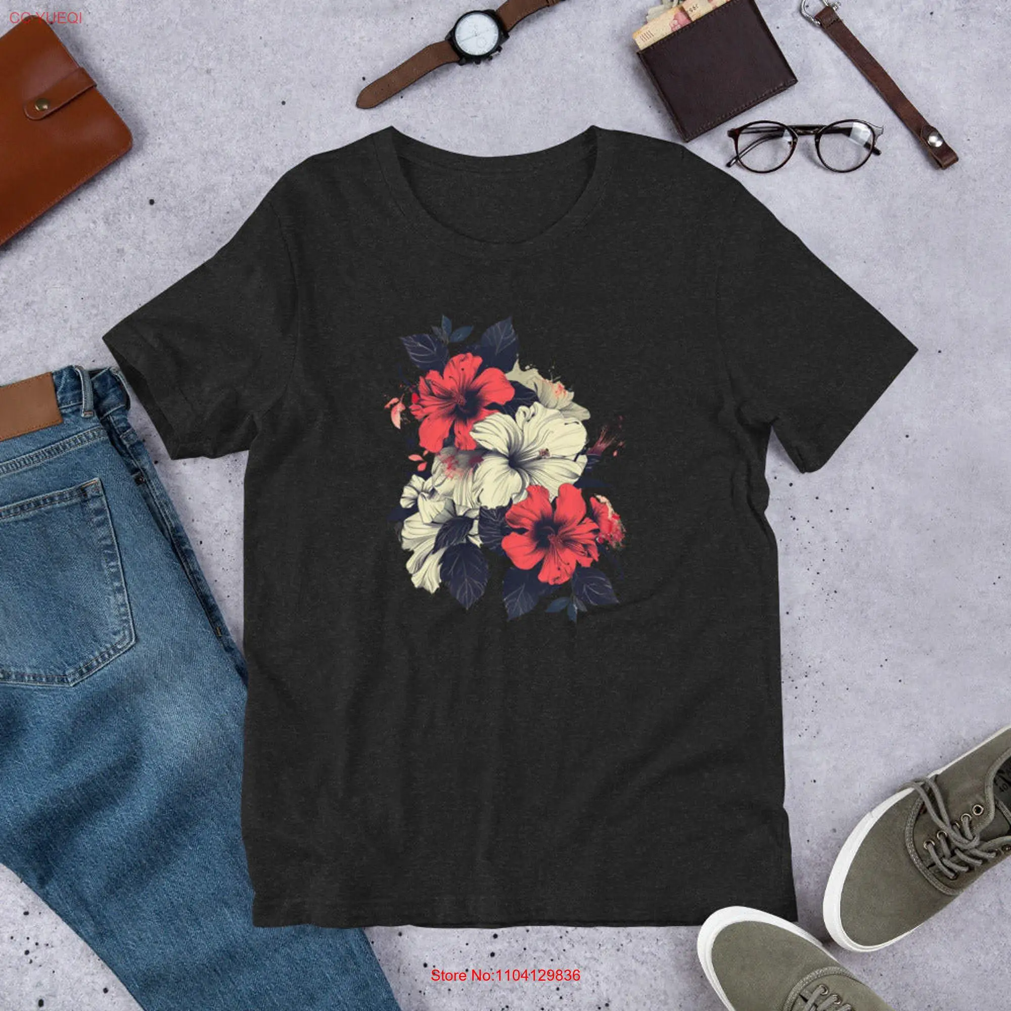 Flowers t shirt Soft Cotton Quirky tee street wear vibrant long or short sleeves