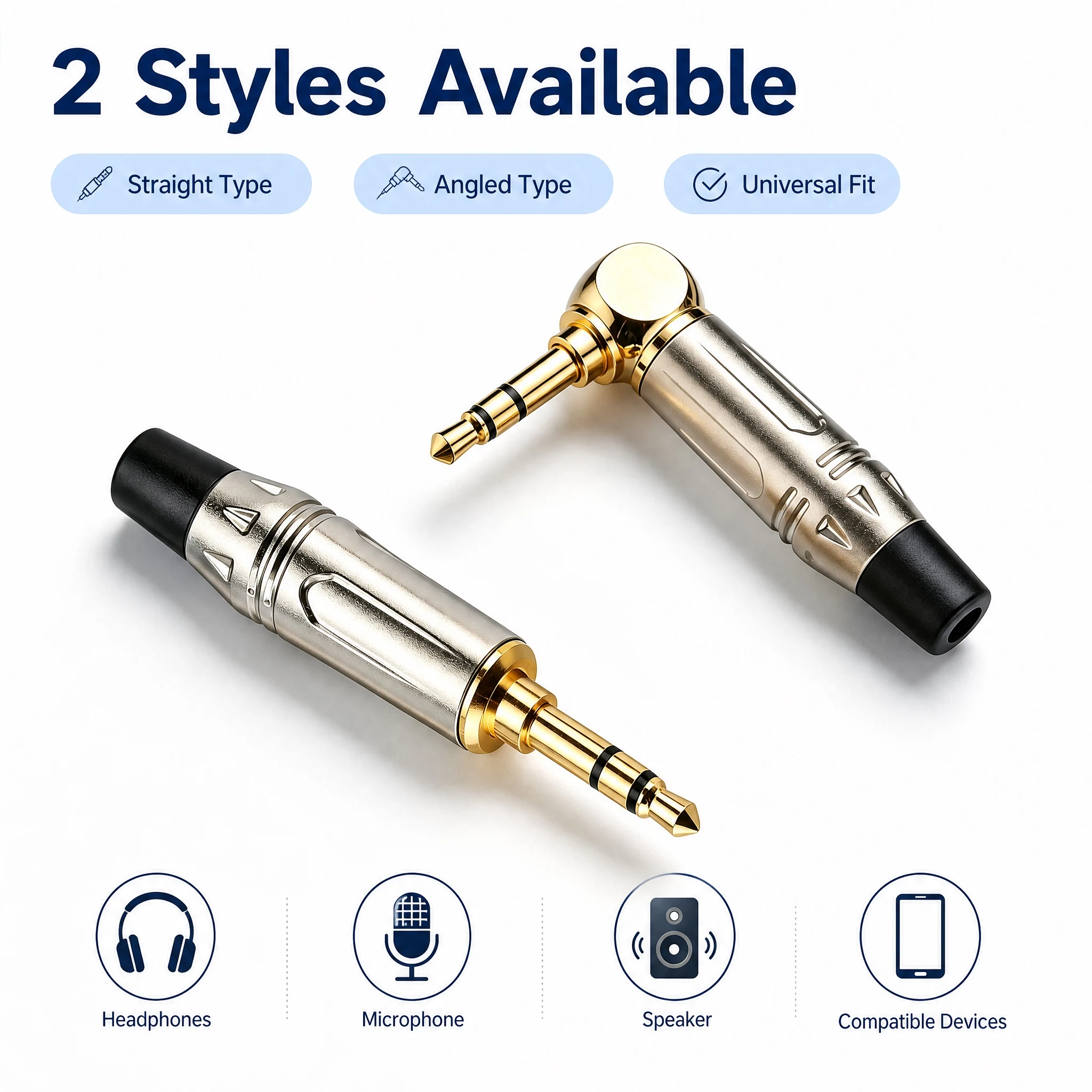 3.5mm TRS Right Angle Male Audio Plug Gold‑Plated Pure Copper 3‑Pole Stereo AUX Jack Connector for DIY Audio Cable Soldering
