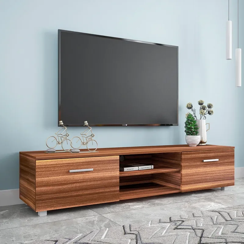 Retro Italian Style Coffee Table and TV Cabinet Combo Minimalist Log Color Living Room Floor Storage Unit Customizable Design
