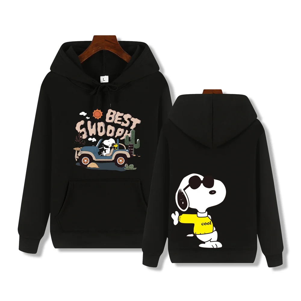 Men\'s casual fashion brand high-end quality Snoopy print Autumn Winter thick warm street fashion hoodie