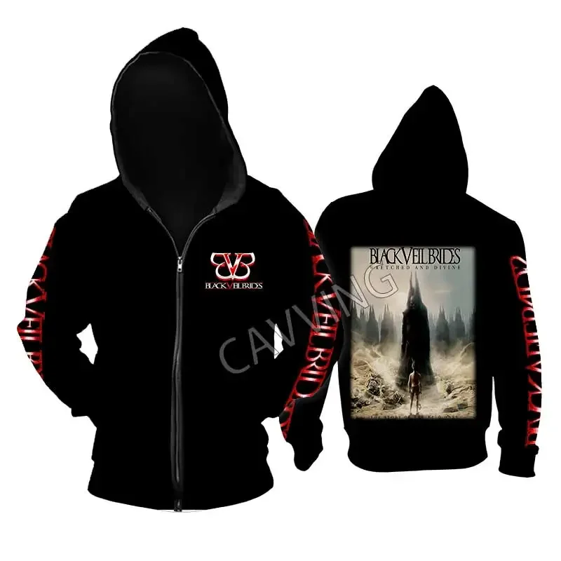 New Fashion Printed Black Veil Brides Band Loose Metal Rock Zipper Hoodies Gothic Top Harajuku Cotton Unisex Clothing CC2