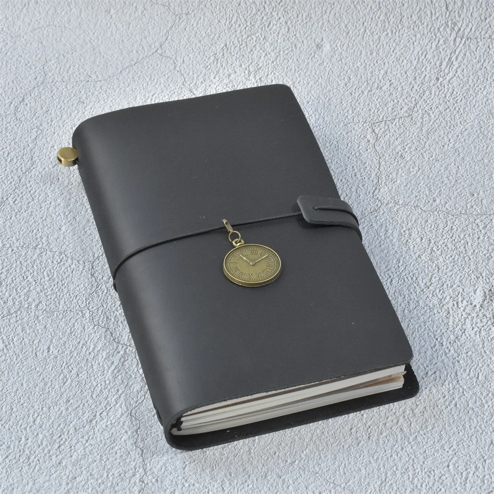 100% echt lederen dagboek hervulbaar reisnotitieboekje Retro DIY handgemaakt dagboek schetsboek schoolkantoor cadeau aangepast - afbeelding 1